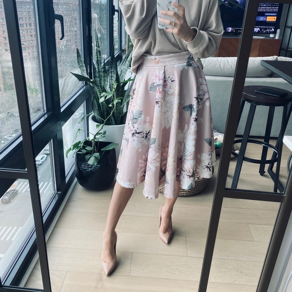 MIDI Skirt - floral XS pink blush